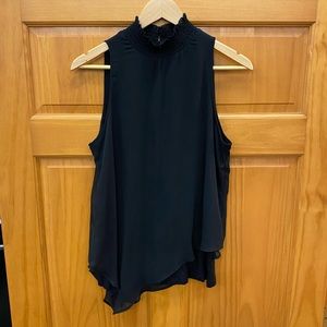 iZ Byer sleeveless mock neck asymmetrical hem, lined top